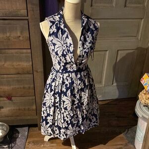 Taylor Navy Blue Sleeveless Button Up Dress